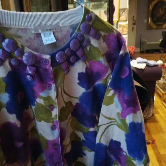 WD NY Embellished cardigan  with purple stones - Picture 4 of 9